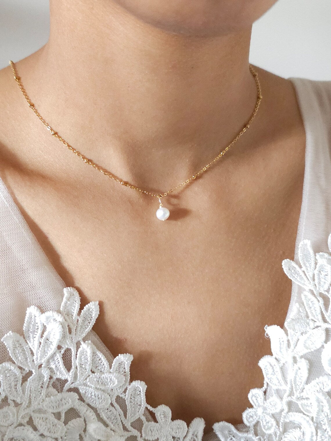 Ensemble bijoux mariage parure collier de dos et bracelet Paloma