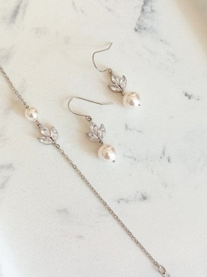 Parure mariage perles et zirconium - Prêt à porter bijoux mariage