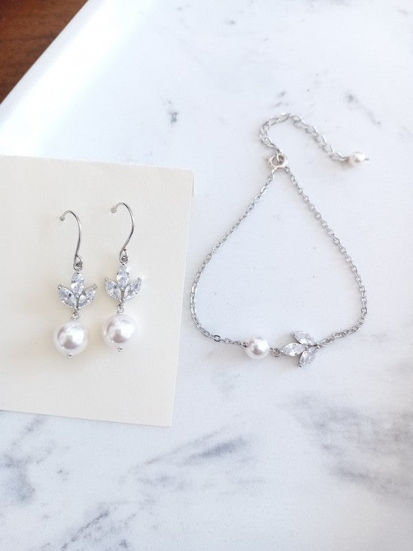 Parure mariage perles et zirconium - Prêt à porter bijoux mariage