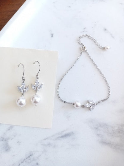 Parure mariage perles et zirconium - Prêt à porter bijoux mariage