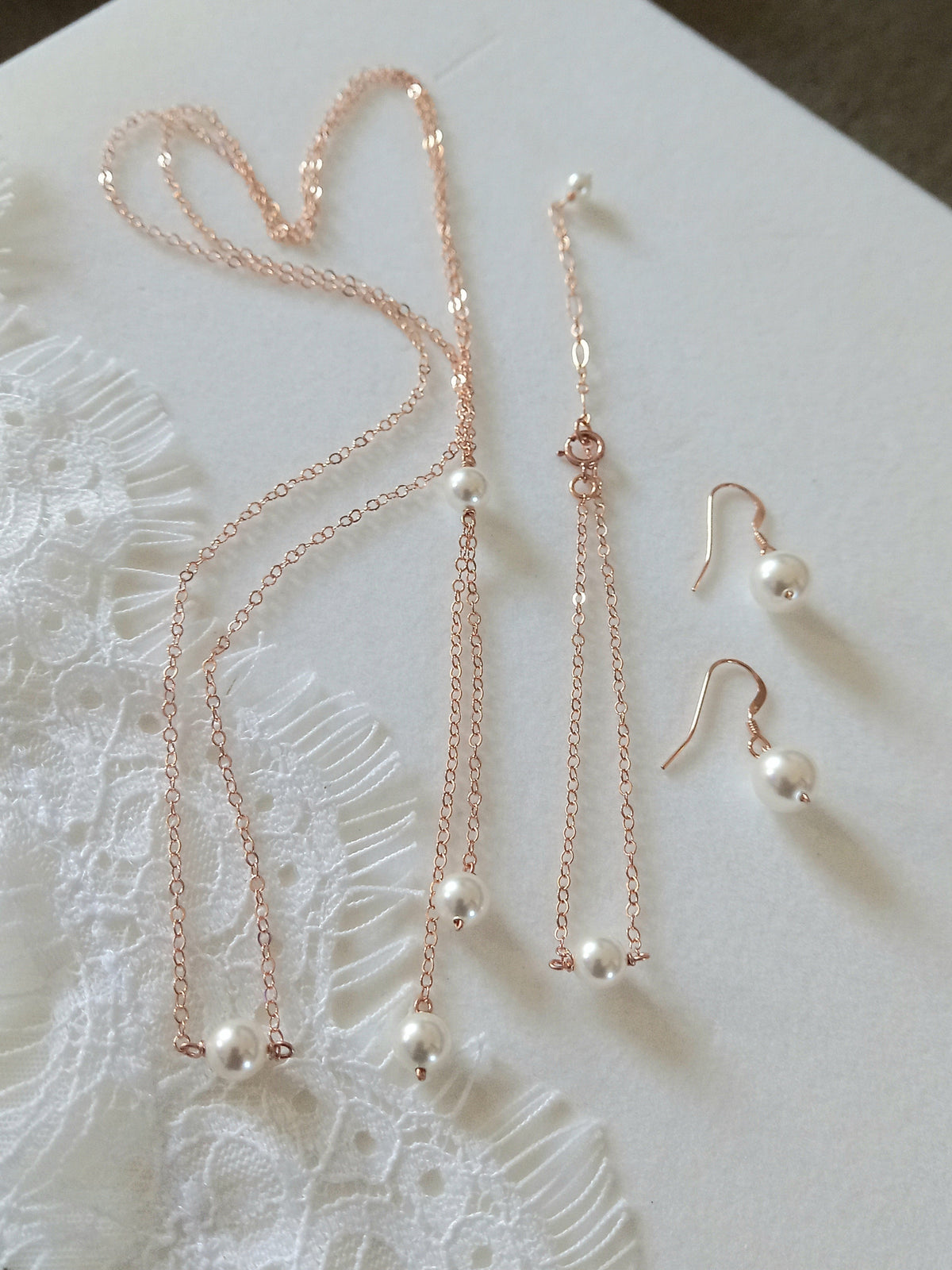 Parure mariage rose gold filled perles, bijoux mariage gold filled