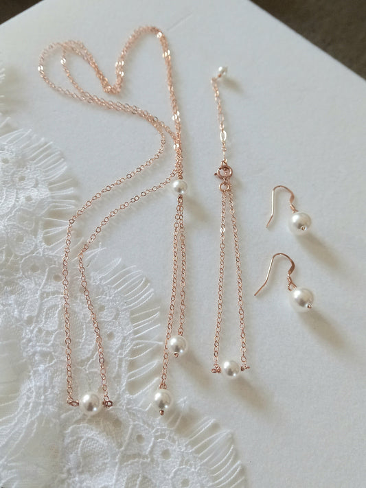 Parure mariage rose gold filled perles, bijoux mariage gold filled