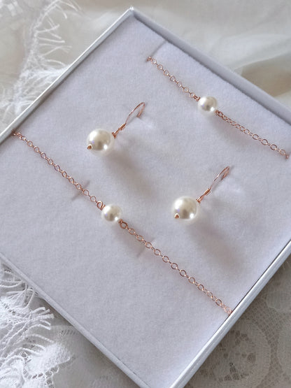 Parure mariage rose gold filled perles, bijoux mariage gold filled