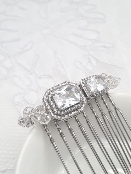 Peigne cheveux mariage cristal et zirconium