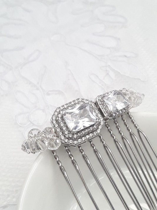 Peigne cheveux mariage cristal et zirconium