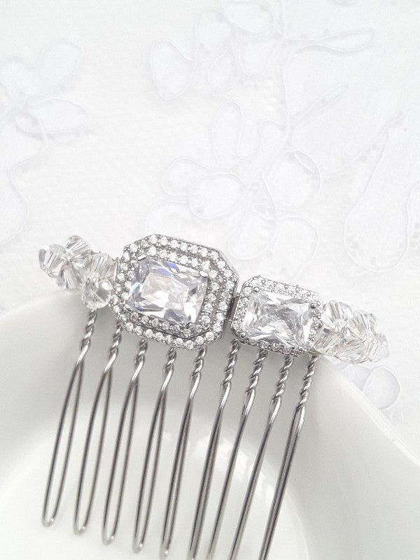 Peigne cheveux mariage cristal et zirconium