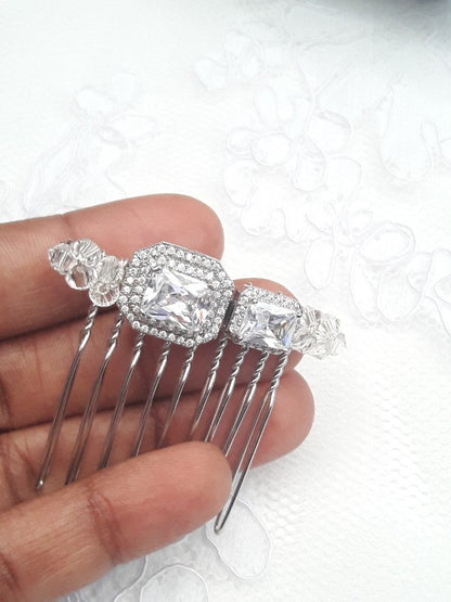 Peigne cheveux mariage cristal et zirconium