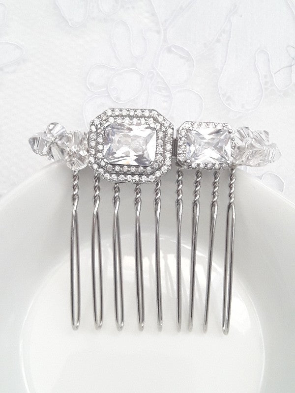 Peigne cheveux mariage cristal et zirconium