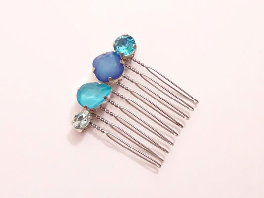 Peigne en cristal tons bleus modèle Alama