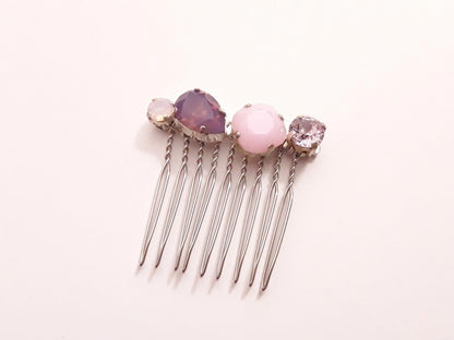Peigne en cristal rose et violet Alaman