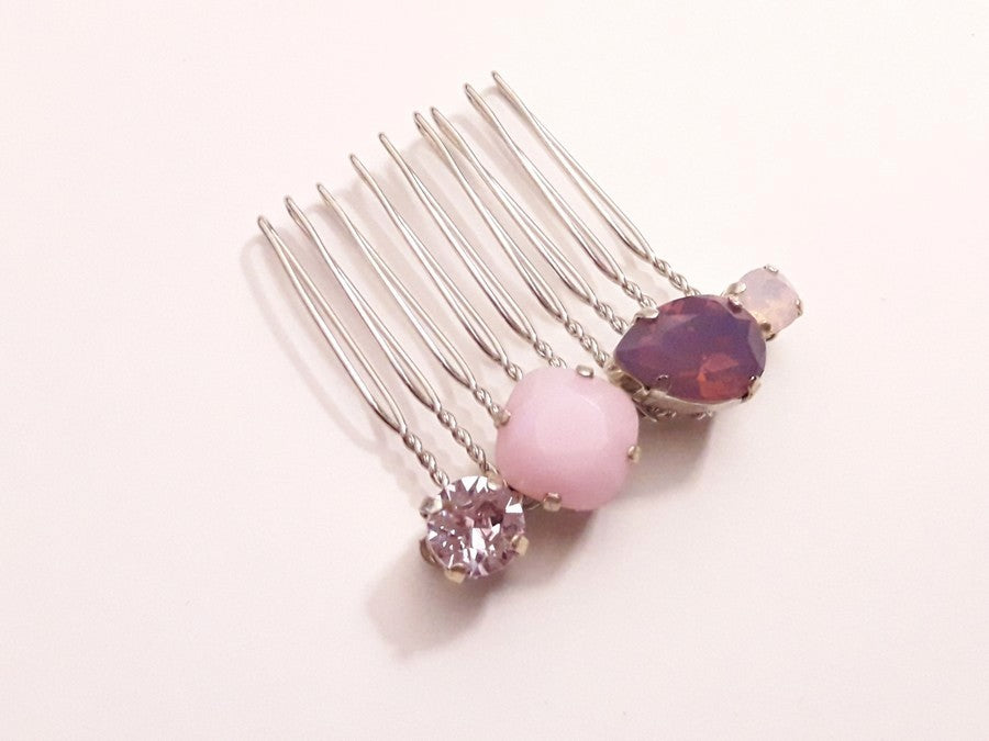 Peigne en cristal rose et violet Alaman