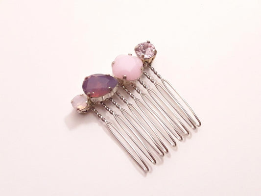 Peigne en cristal rose et violet Alaman