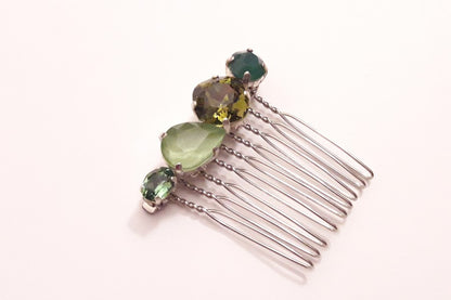 Peigne en cristal vert Alaman, accessoire de coiffure, bijou intemporel