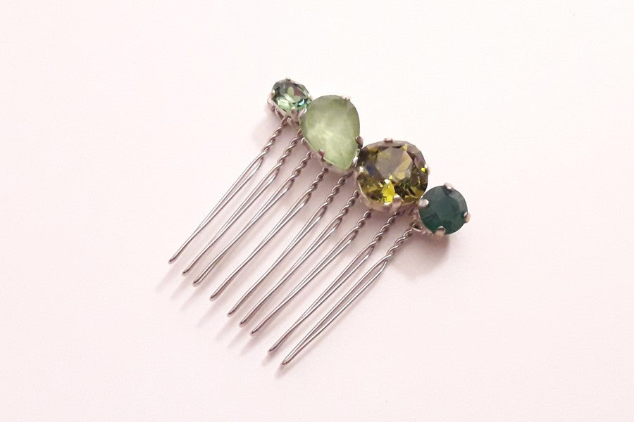 Peigne en cristal vert Alaman, accessoire de coiffure, bijou intemporel
