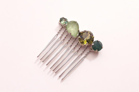 Peigne en cristal vert Alaman, accessoire de coiffure, bijou intemporel