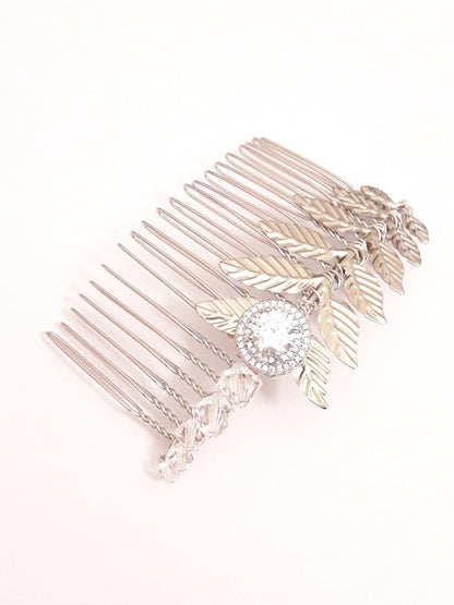 Peigne mariage feuilles et cristaux Anite