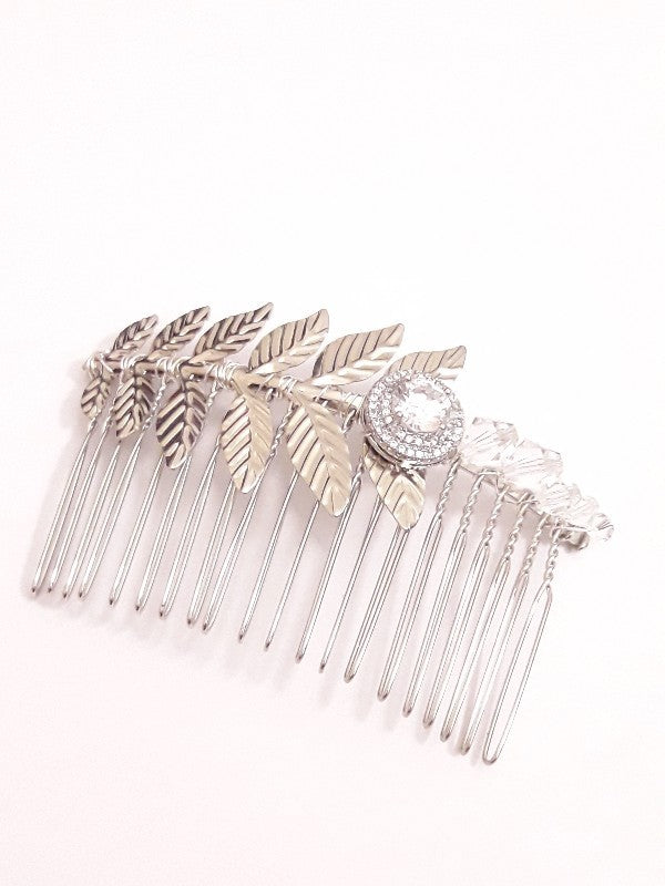 Peigne mariage feuilles et cristaux Anite