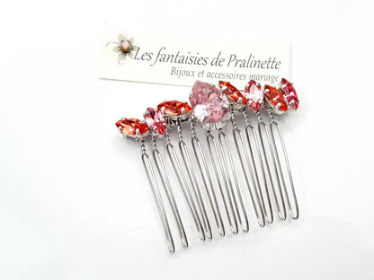 Peigne cheveux cabochons en cristal multicolore, bijoux intemporels, bijoux en cristal