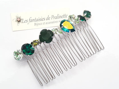 Hermonia peigne cheveux cabochons en cristal multicolore, bijoux intemporels, bijoux en cristal