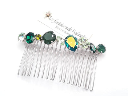Hermonia peigne cheveux cabochons en cristal multicolore, bijoux intemporels, bijoux en cristal
