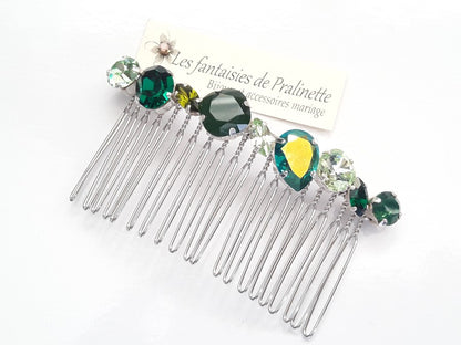 Hermonia peigne cheveux cabochons en cristal multicolore, bijoux intemporels, bijoux en cristal