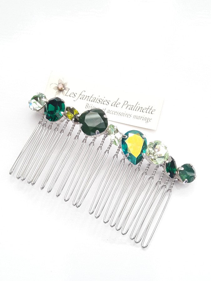 Hermonia peigne cheveux cabochons en cristal multicolore, bijoux intemporels, bijoux en cristal