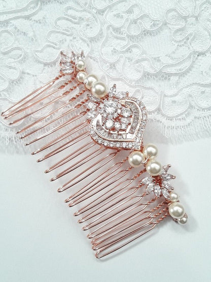Peigne mariée cristal et zirconiums