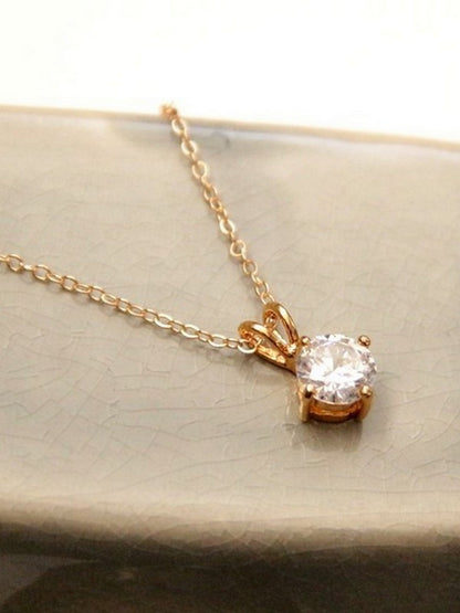 Pendentif Solitaire zirconium et sa chaîne et cristal couleur