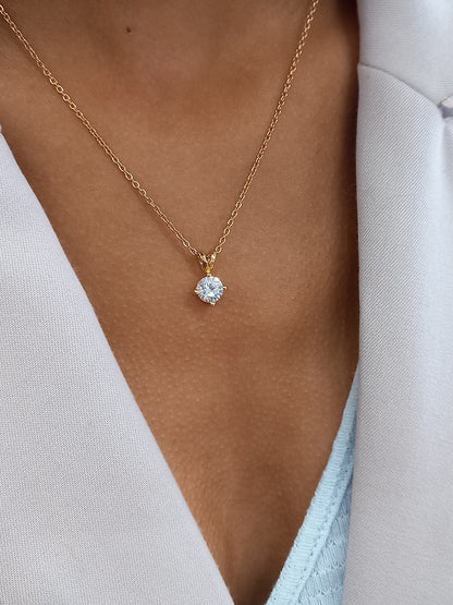 Pendentif Solitaire zirconium et sa chaîne et cristal couleur
