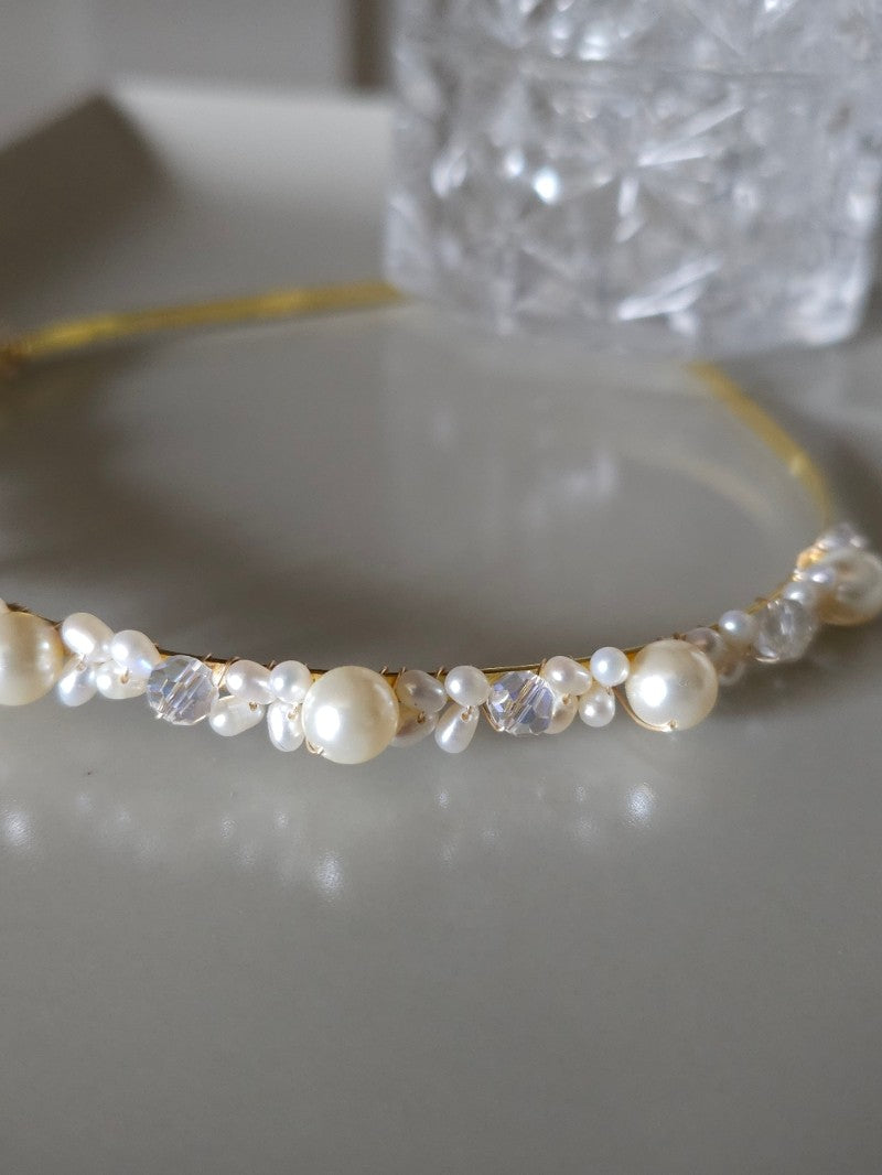 Diadème mariage, serre-tête perles, headband mariage perles et cristal - Prêt à porter