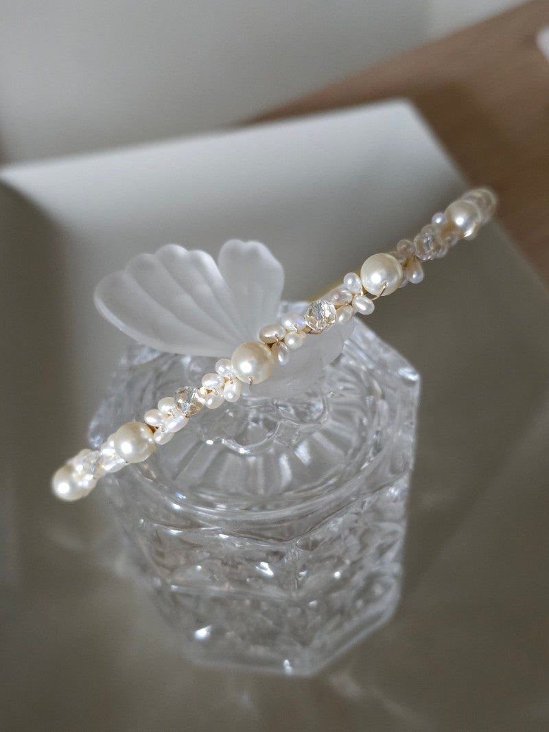 Diadème mariage, serre-tête perles, headband mariage perles et cristal - Prêt à porter