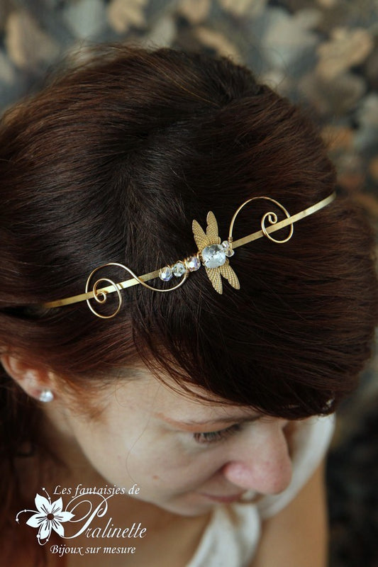 Serre-tête headband libellule Jana cabochon en cristal