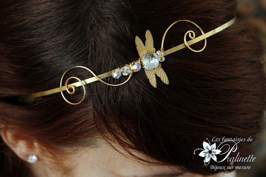 Serre-tête headband libellule Jana cabochon en cristal
